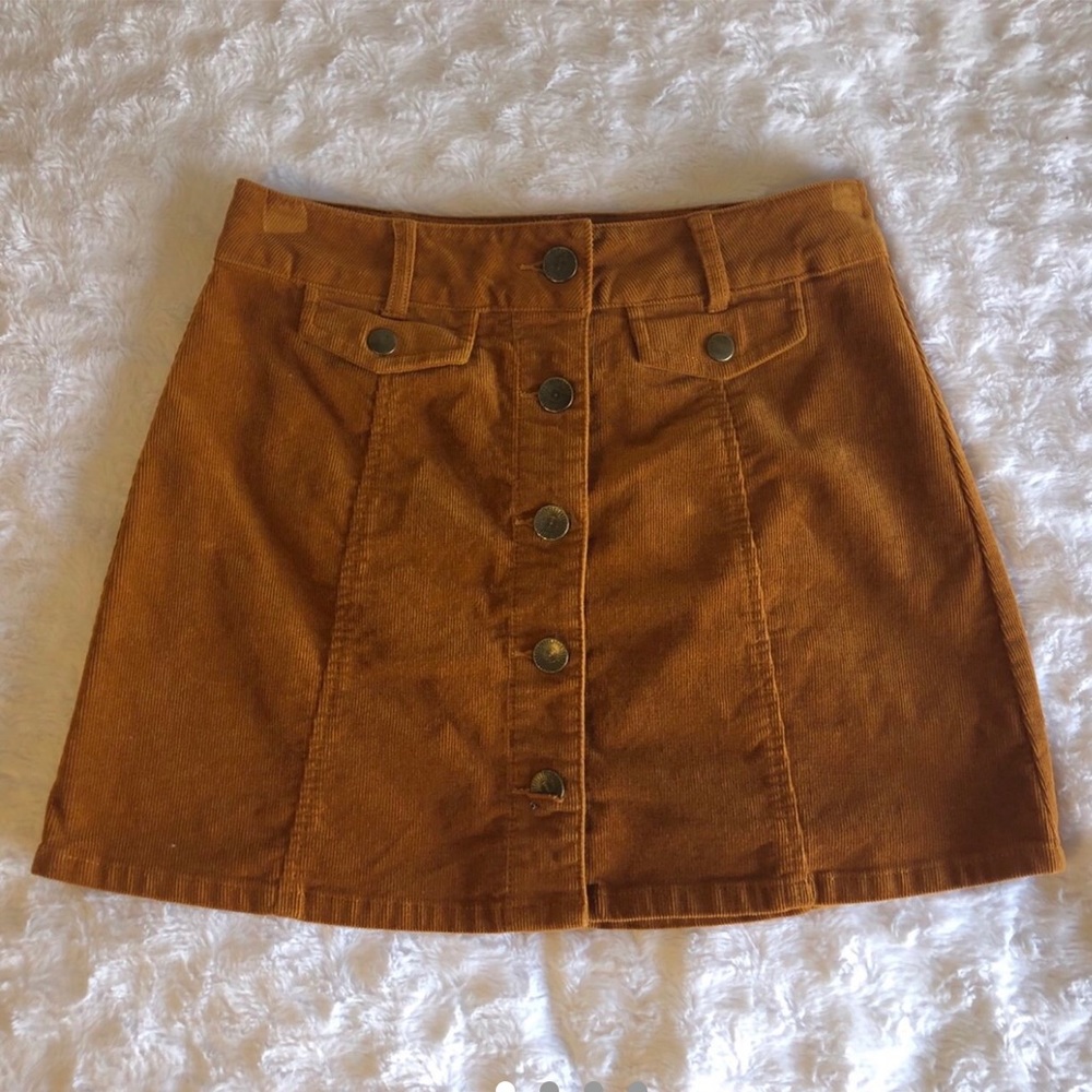 Corduroy Mini Skirt in burnt orange